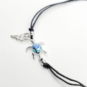 Blue Lab Opal Turtle Silk Adjustable Bracelet